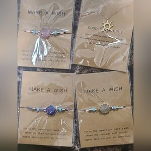 (Lot of 4) 3 Make a wish bracelet and  1 good vibes only necklace.